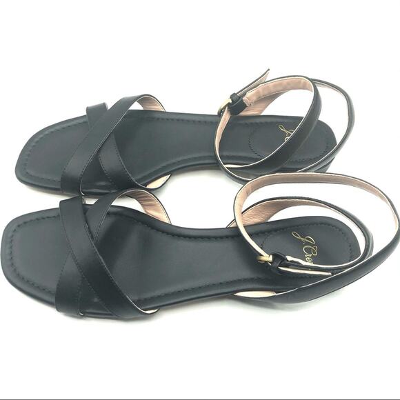 J.Crew Women's Black Abbie Cross Strap Sandals Sz 9 - Picture 1 of 11